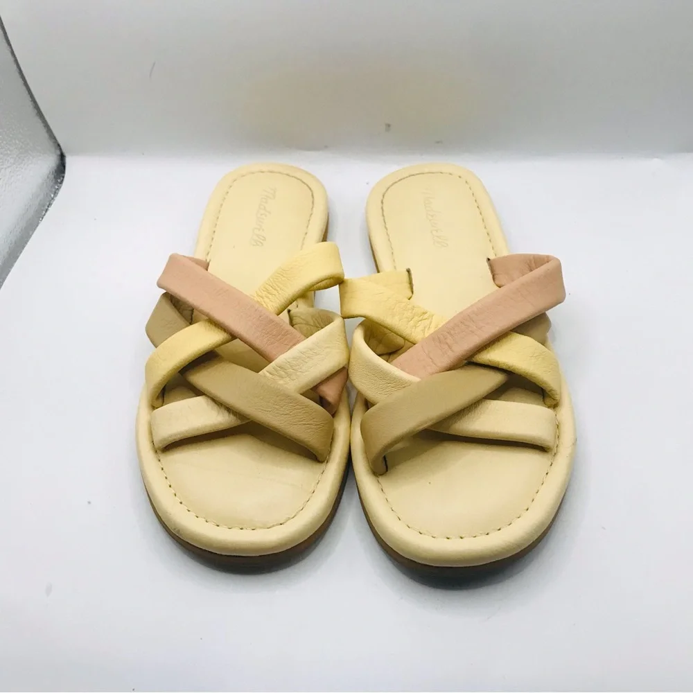 Madewell‎ ComfortSlide Women's Cream & Pink Woven Slide Sandals
